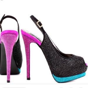 Steve Madden masqraid rhinestone color block heels